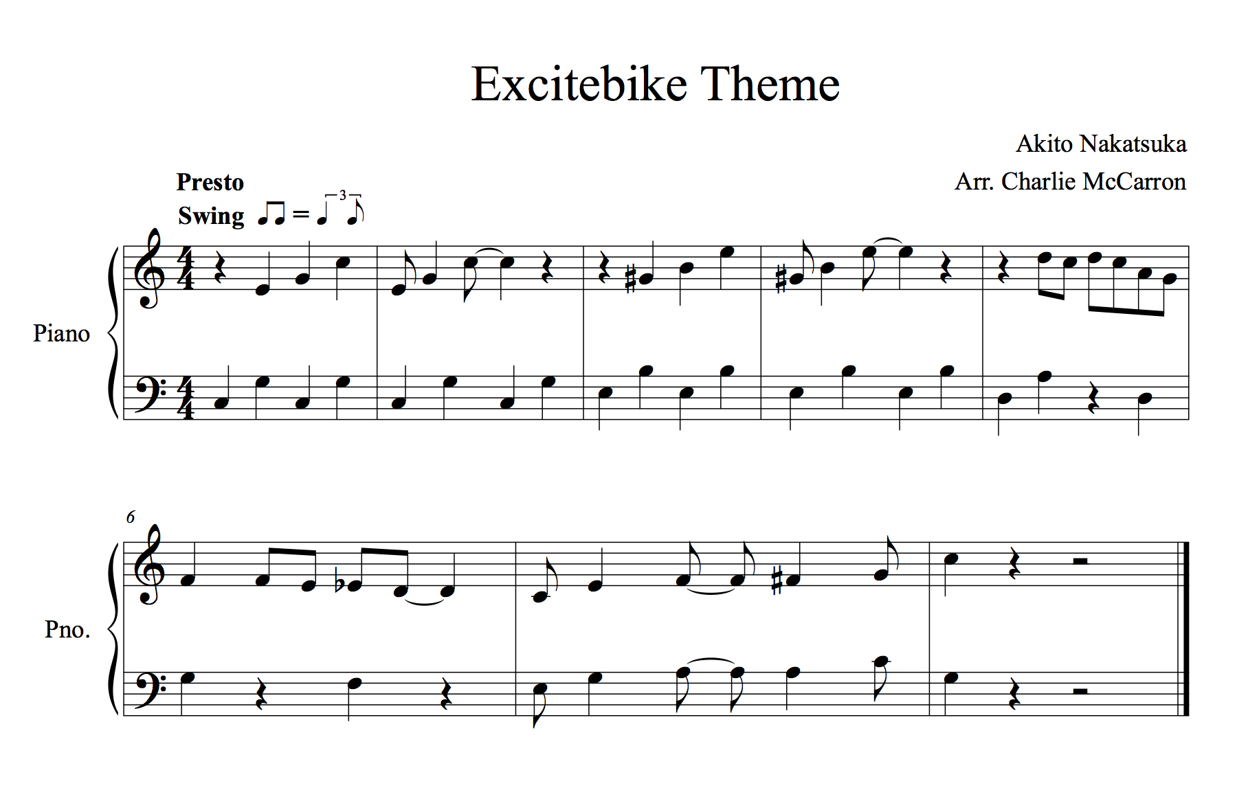 Excitebike Theme Sheet Music • Charlie McCarron